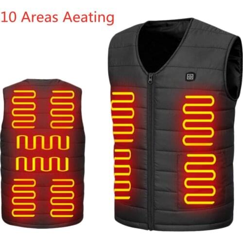 10 Areas Heated Vest USB Electric Heating Vest Sleeveless Jacket Rechargeable Flexible Thermal Winter Warm Jacket