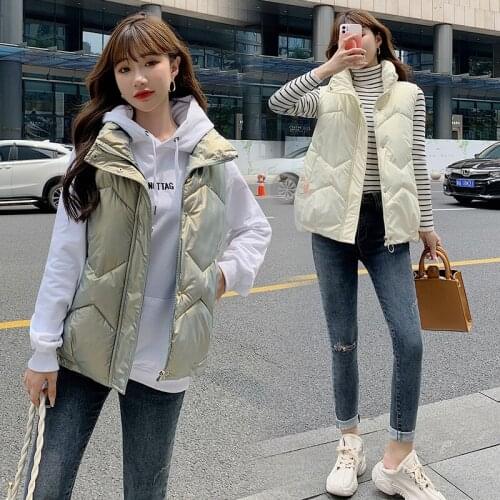 2021 Autumn Winter Women Vest Coat Warm Sleeveless Zipper Thick Warm padded Vest Coat Casual Waistcoat for Winter