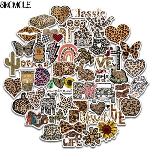 50PCS Sexy Leopard Trend Stickers Cartoon For Guitar Kids TOY Motorcycle Car Skateboard Snowboard Luggage Decals Sticker F5