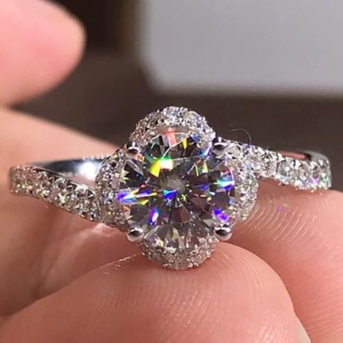 18K Au750 White Gold Women Ring Moissanite Diamonds 1 2 3 4 5 Carat Round Rose Flower Wedding Party Engagement Anniversary Ring