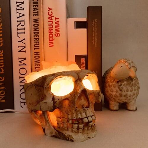 2020 New Hot-selling European and American Style Skull Pakiatan Himalayan Crystal Salt Lamp USB Dimmable Night Light