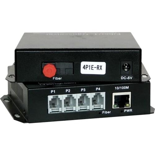 4 channels Telephone and 1 channel Ethernet Optical Fiber transceiver