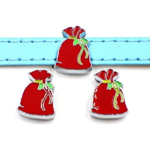 50PCS 8mm Christmas Red Packet Slide Charms Slide Beads DIY 8mm Bracelets Wristbands,Belt Straps Pet Name Collar Wholesale