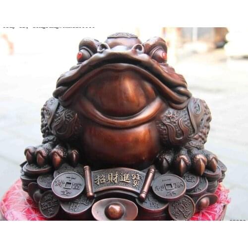 8 Folk Bronze Copper Home Feng Shui Evil Coin Money Wealth Toad Gold Toad Statue