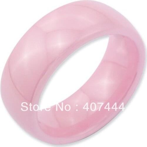 Free Shipping Buy Cheap Price 2013 USA Hot Selling 8MM Dome Pink Color Ceramic Ring His/Her Classic Wedding Band Ring