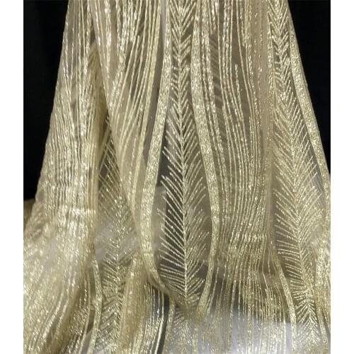 Glitter Bronzing Mesh Lace Fabric Gold Silver Grey DIY Dress Background Decor Sewing Cloth Material VH143532
