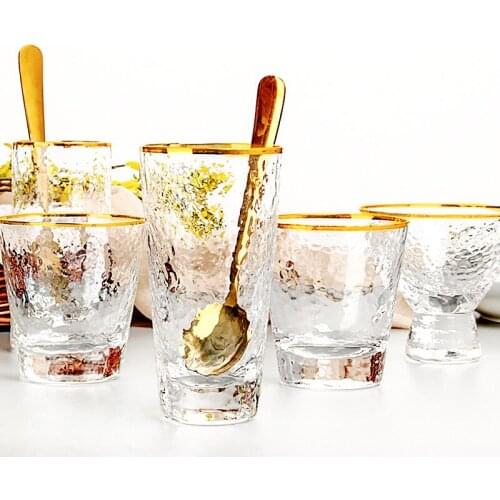 Whiskey glass kawaii cup drinkware CUP WINE Glass Creative Phnom Penh Hammer Pattern Glass Cold Drink Cup Thick Bottom