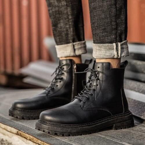 Ankle Boots Men 2020 Spring&Autumn Fashion Casual Boots Male Punk Style Shoe Men Lace-up Casual Botas Motorcycle Brand Men Boots