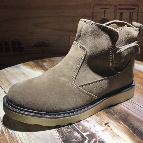 Ze 37-45 Eur SiRetro Men Cow Suede Leather Hook Loop Ankle Boots Boys Winter Comfortable Wedge Heel Boots