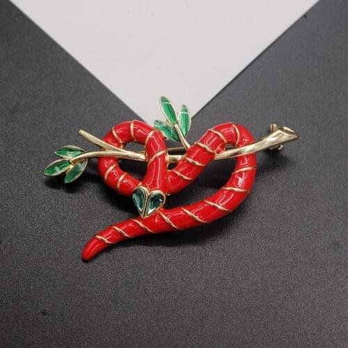 2020 new wholesale retro court drop glaze enamel snake Brooch personality elegant exquisite pin female accessories wholesale