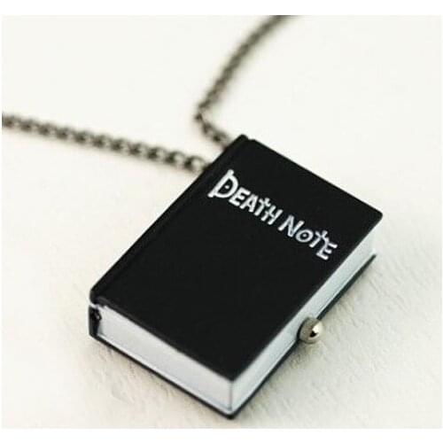 Fashion Black Death Note Steampunk Antique Clock for necklace chain Pocket Watch For Men and Women Gift relogio de bolso