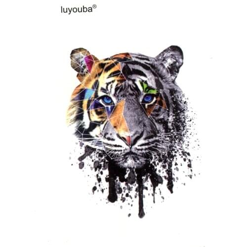 Color Tiger waterproof temporary tattoos Men Fake Tattoo Body Tattoo Stickers Henna Tatoo women temporary tattoo