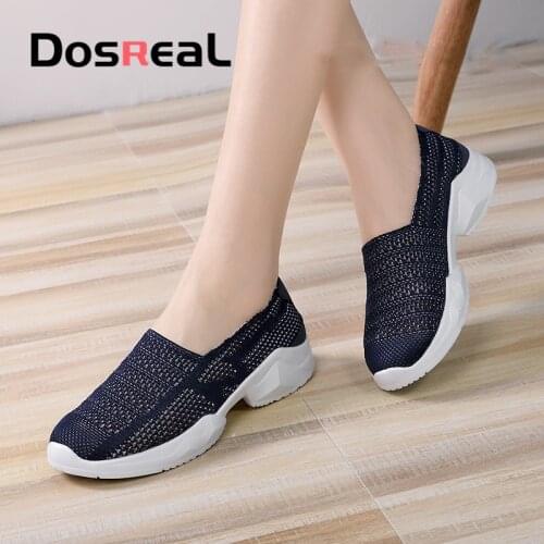 Dosreal Women Sneakers Flat Shoes 2020 Spring Breathable Mesh Slip-on Casual Sneakers Shoes Ladies Flat Walking Shoes For Female