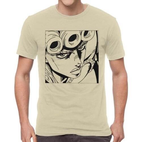 JoJo Bizarre Adventure T-Shirts Men Streetwear T Shirts Short Sleeve Giorno Giovanna Tshirts Cotton Tees Top Clothing
