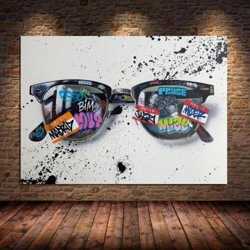 Graffitti Art Sunglasses Canvas Painting Posters Prints Pop Street Art Glasses Wall Art Pictures Cuadros for Home Decor Unframed
