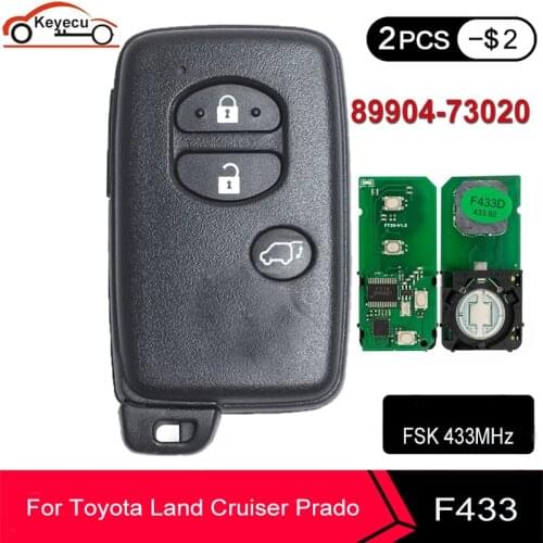KEYECU Keyless Go 3 Button for Toyota Prado Venza Smart Key 433MHZ B74EA P1 98 4D-67 Chip FCC ID: 89904-73020 PCB F433