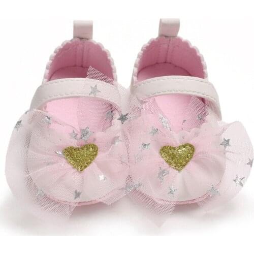 Lovely Newborn Baby First Walkers Toddler Girl Crib Shoes Pram Soft Sole Prewalker Non-Slip Princess Baby Shoes 0-18M