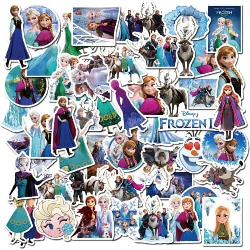 Disney Frozen 2 Stickers Princess Elsa 50 Pcs Sticker for Car Motorcycle Phone Travel Luggage Trolley Laptop Computer Sticker