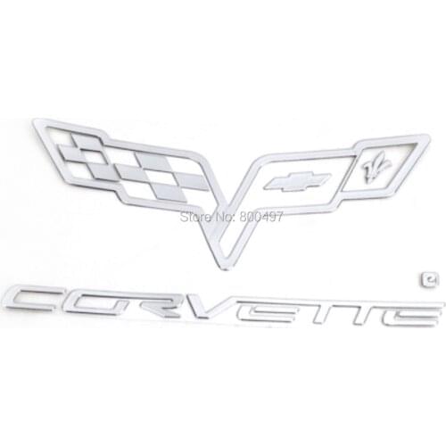 Newest 3D Car Trunk Nickel Alloy Badge Emblem Sticker Accessories Adhesive Styling Badge For Corvette Stingray Grand Sports Z06