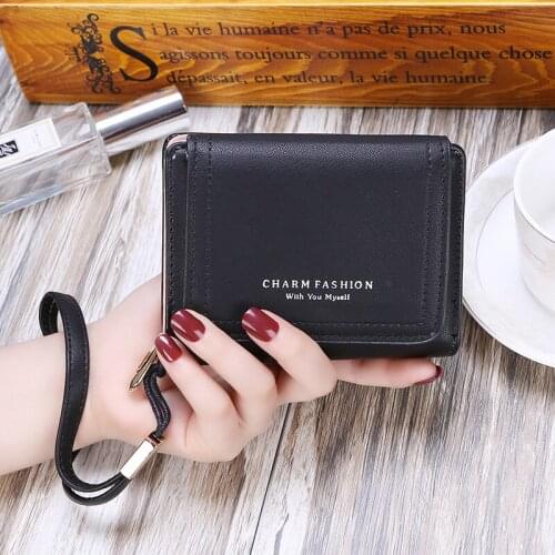 New Women Trifold Short Wallet Korean Version Female Soft Leather Solid Color Clutch Multi-card Site Buckle Zipper Coin Pocket