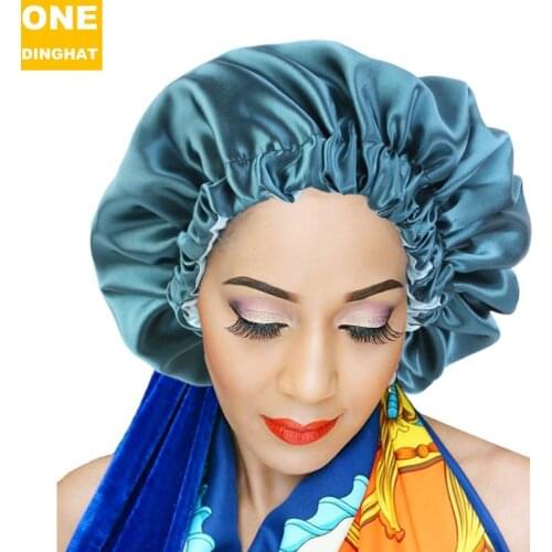 Extra Large Double Layer Satin Bonnet For Women Solid Color Silky Comfortable Day Night Sleep Cap Salon Hair Styling Accessories