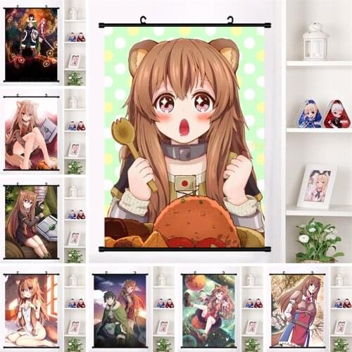 Print Cartoon Brave Men of the Shield Painting Anime Character Hanging Picture Plastic Scroll Canvas Decor Home Wall Art Poster