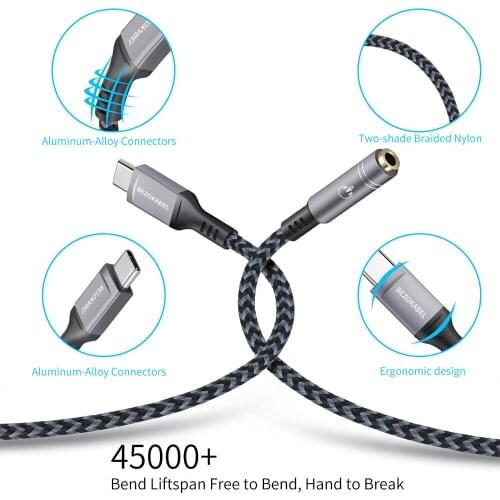 BEZOKABEL USB Type C to3.5mm Female Headphone Jack Adapter USB C to Aux Audio Cable Cord DAC Chip For Pixel 4 3 2XL iPad Pro AUX