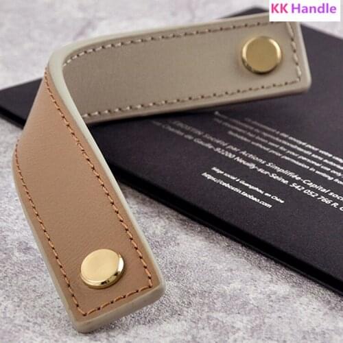 3 color/ DIY Both sides brass soft leather handle and Knobs for furniture cabinet chest drawer suitcase handle with Screws
