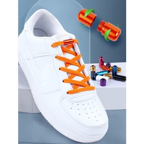 Elastic Shoelaces Flat No Tie Shoelace Fashion Fast Metal Lock Shoelace Kids Adult Sneakers Safety Lazy Laces Unisex 1 Pair