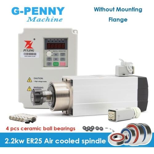 New Arrival! high accuracy 0.01mm 2.2kw 220v air cooled spindle ER25 air cooling Ceramic ball barings & 2.2kw Inverter/VFD
