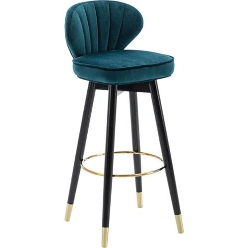 Nordic Light Luxury Solid Wood Bar Stool Rotating American High Chair Fashion Bar Chair Modern Minimalist Backrest High Stool