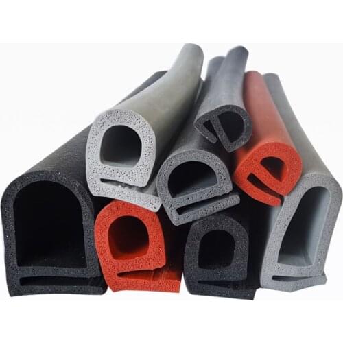 E Shape Silicone Rubber Foam Sealing Strip High Temperature Heat Resistant Seals Strip Gray Black Red
