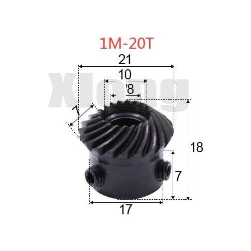 1M-20Teeths Inner Hole: 8mm Precision Spiral Bevel Gear Helical Bevel Gear 0.02g