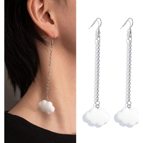 X&P 2021 Trendy New Long Tassel Silver Dangle Earrings for Women Wedding Drop Earing Fashion Jewelry Gifts Korean Earring