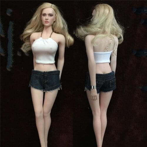 1/6 Scale White Chest-wrapped Sling Vest Denim Shorts for 12inch Steel Skeleton Ph Hottoy UD Big Medium Chest Doll