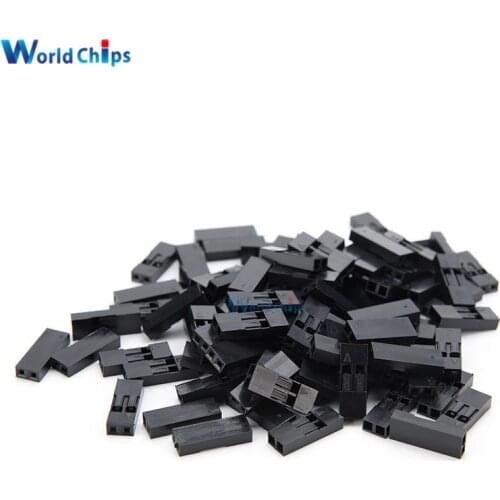 100Pcs 2.54mm 2P Pitch Dupont Jumper Wire Cable Housing Female Pin Contor