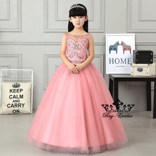 2019 100% real photo free shipping beading ball gown Flower Girl Dresses Floor Length wedding Christmas gift birthday dress