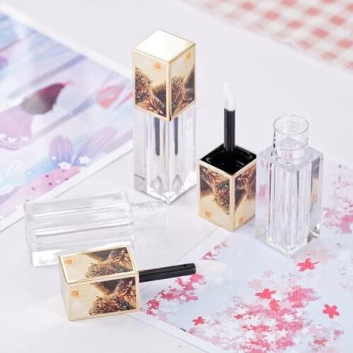 24pcs 4.5ml Empty Clear Square 3D Printing Liquid Lipstick Tube 4.5cc Empty Clear Lip Gloss Container with Slanted Wands