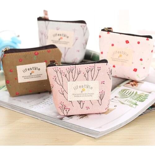 5pcs Mini Size Girl Country Floral Canvas Primary Decoration Purse Bag