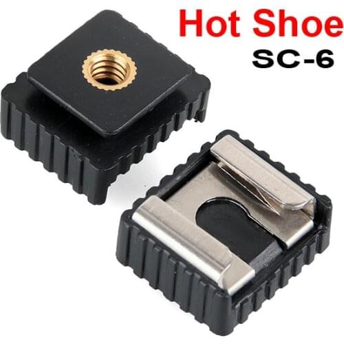 1pcs SC-6 SC6 Cold Hot Shoe Adapter Standard Mount Hotshoe to 1/4 Thread For Flash Speedlite Tripod Photo Studio Accessories