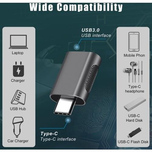 USB C to USB Adapter 2 Pack USB Type-C to USB,Thunderbolt 3 to USB Female Adapter OTG for Type-C Devices(Silver)