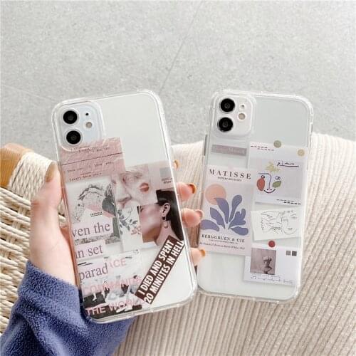 ZUIDID Fashion Label Transparent Phone Case For iPhone 11 12 Pro X XS MAX XR SE20 7 8 6Plus Cartoon Pattern Soft TPU Cover Coque