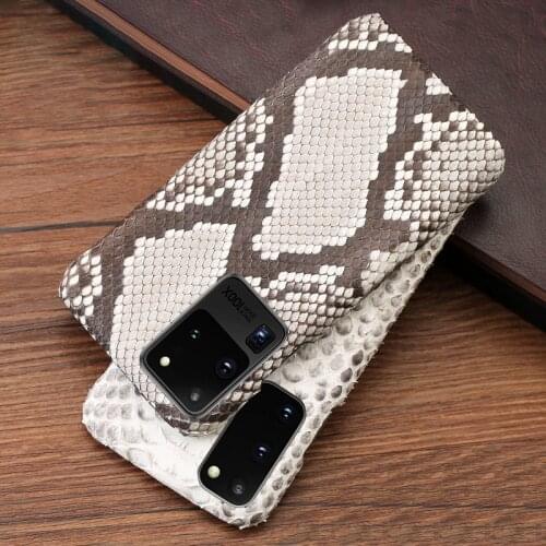Real Python Leather Phone Case For Samsung Galaxy S20 Ultra S7 S8 S9 S10 s10e Plus Note 8 9 10 plus A71 A70 A50 A51 A30 Case