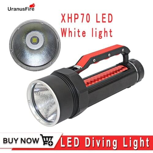 Diving Flashlight Torch XHP70 LED High Brightness 5000 Lumens Underwater 100M Waterproof dive light torch White Light for diving