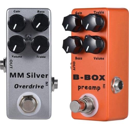 2x MOSKY B-Box & MM Silver Electric Guitar Overdrive Effect Pedal Full Metal Shell True Bypass
