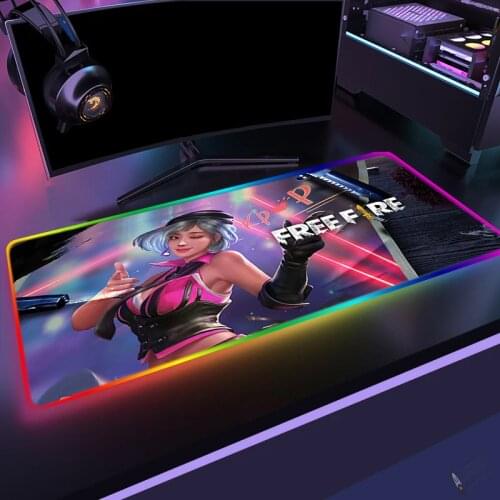 Free Fire Garena Pc Gamer Complete RGB Gaming Mouse Pad Anime Varmilo Table Mat Mausepad Keyboard for Compass Mice Keyboards