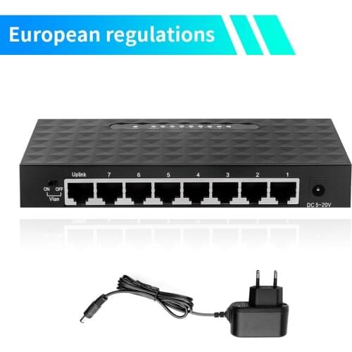 Kebidu RJ45 8 Port 100/1000Mbps gigabit splitter Ethernet network switch ethernet Lan Hub High Performance Ethernet EU Plug/US
