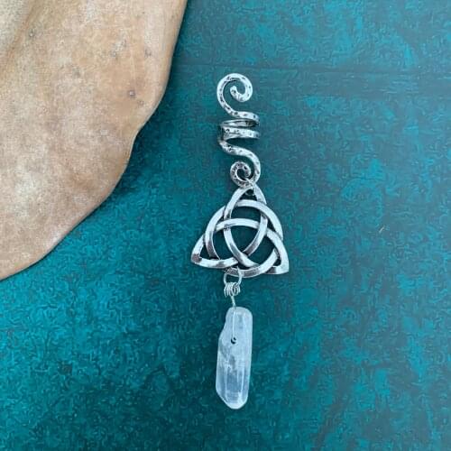 Natural Crystal hair ring braid Viking Hair Bead Crystal Hair Ring Wicca Braid Angel Quartz Silver Hair Accessories Gift