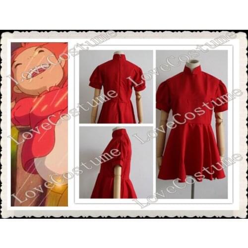 Ponyo Gake no Ue no Ponyo on the Cliff Red dress Cosplay Costume Tailor made