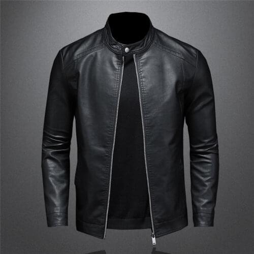 Large size autumn fashion trend coats mens new style slim stand-up collar motorcycle leather jacket mens PU leather jacket 5XL